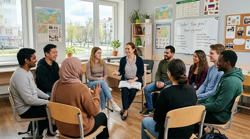 Minsk'te Rusça eğitimi alan uluslararası öğrenciler